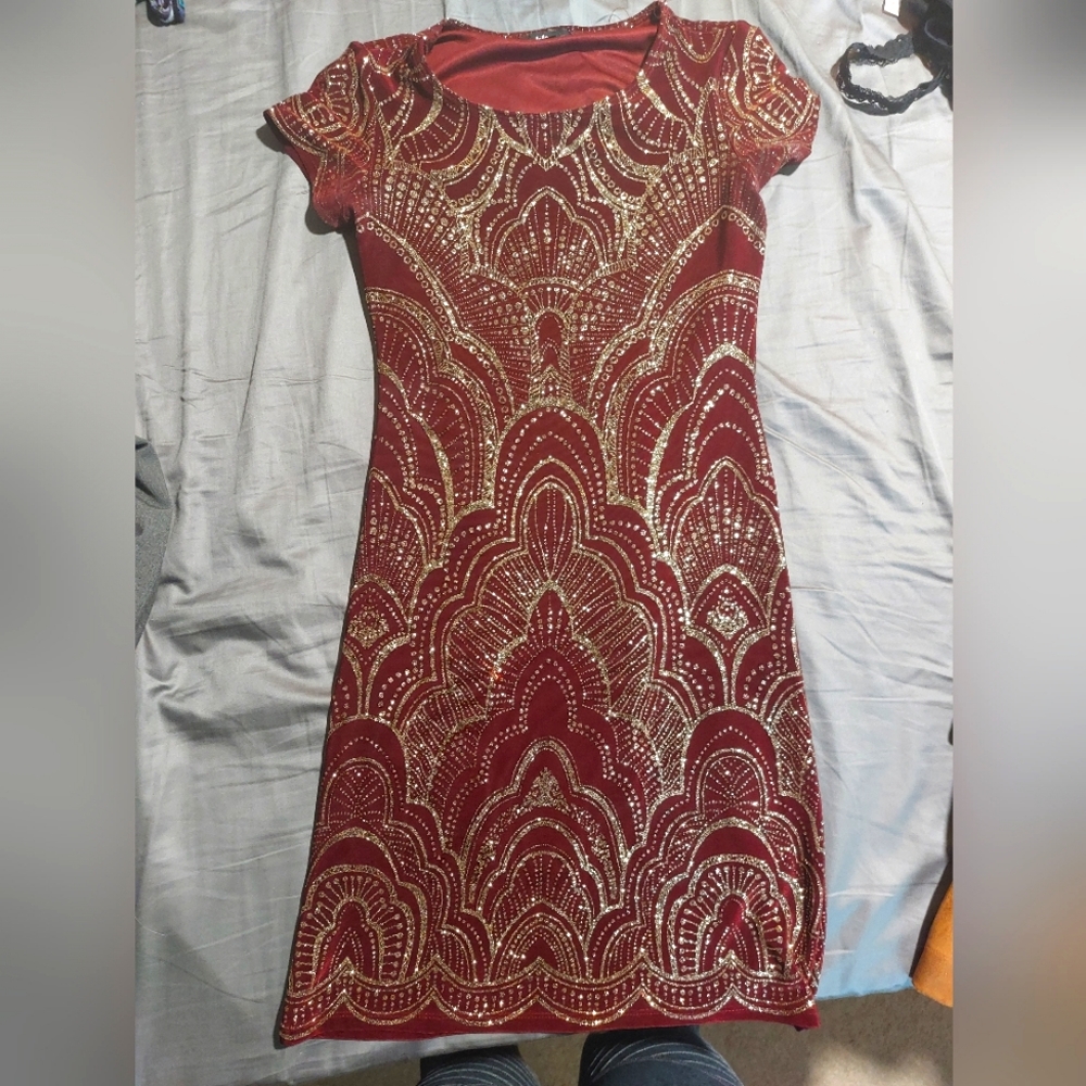 Beautiful Gold and Red Bodycon